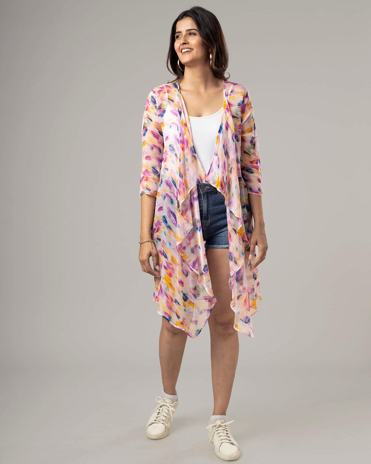 Lovely Tie And Dye Waterfall Shrug For Women