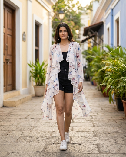 Sniffy Floral Waterfall Shrug For Women