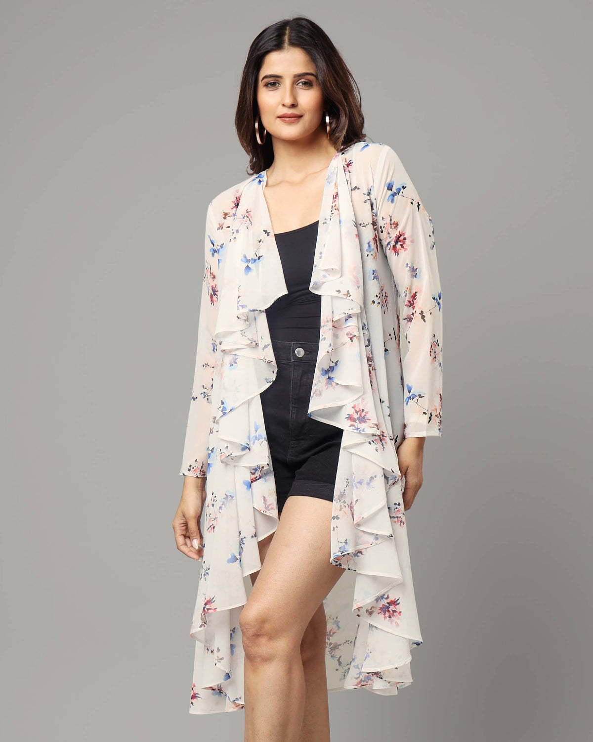 Sniffy Floral Waterfall Shrug For Women