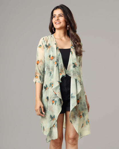 Trendy Love Birds Waterfall Shrug For Women