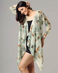 Trendy Love Birds Waterfall Shrug For Women