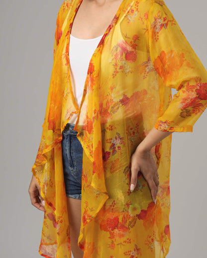 Floral Waterfall Shrug For Women