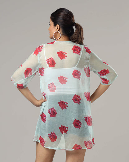 Classy Floral Short Sleeve Shrug For Women