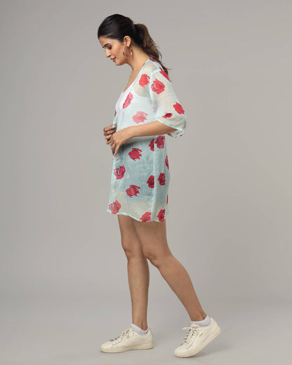 Classy Floral Short Sleeve Shrug For Women