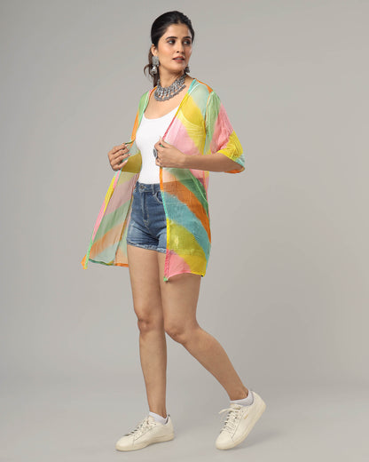 Lovely Leheriya Short Sleeve Shrug For Women