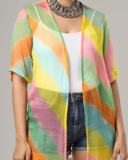 Lovely Leheriya Short Sleeve Shrug For Women