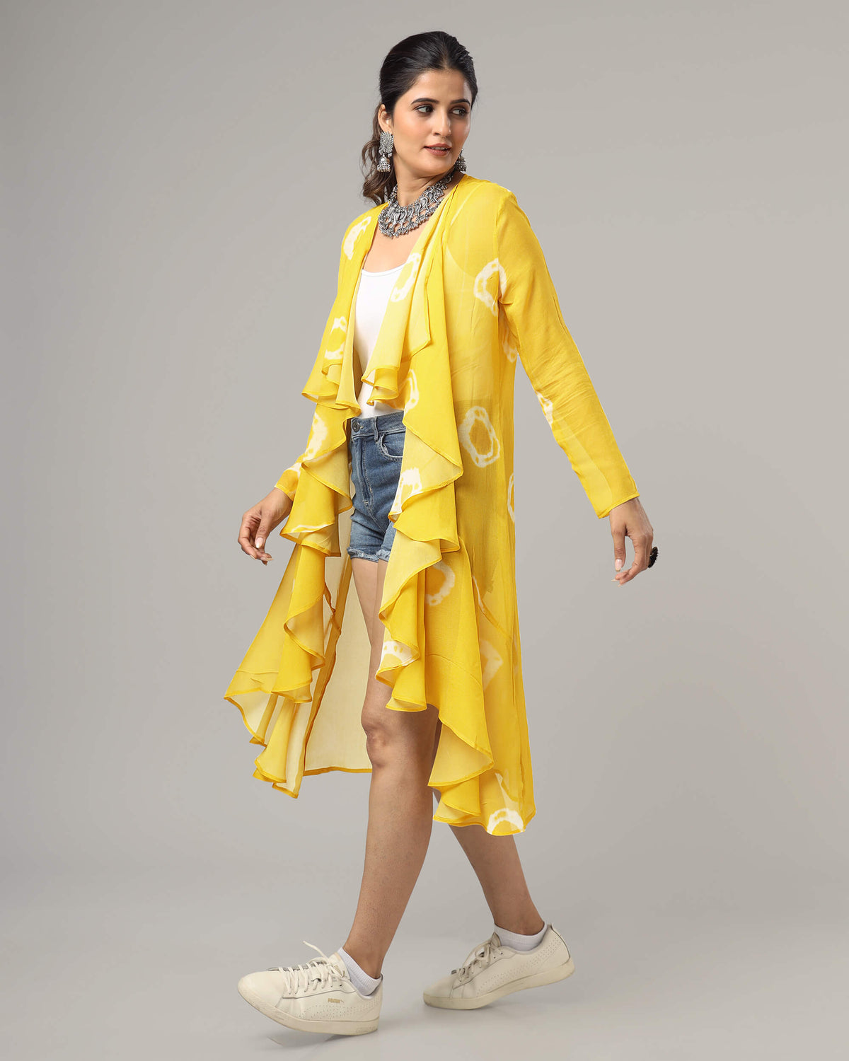 Trendy Bandhanii Waterfall Shrug For Women