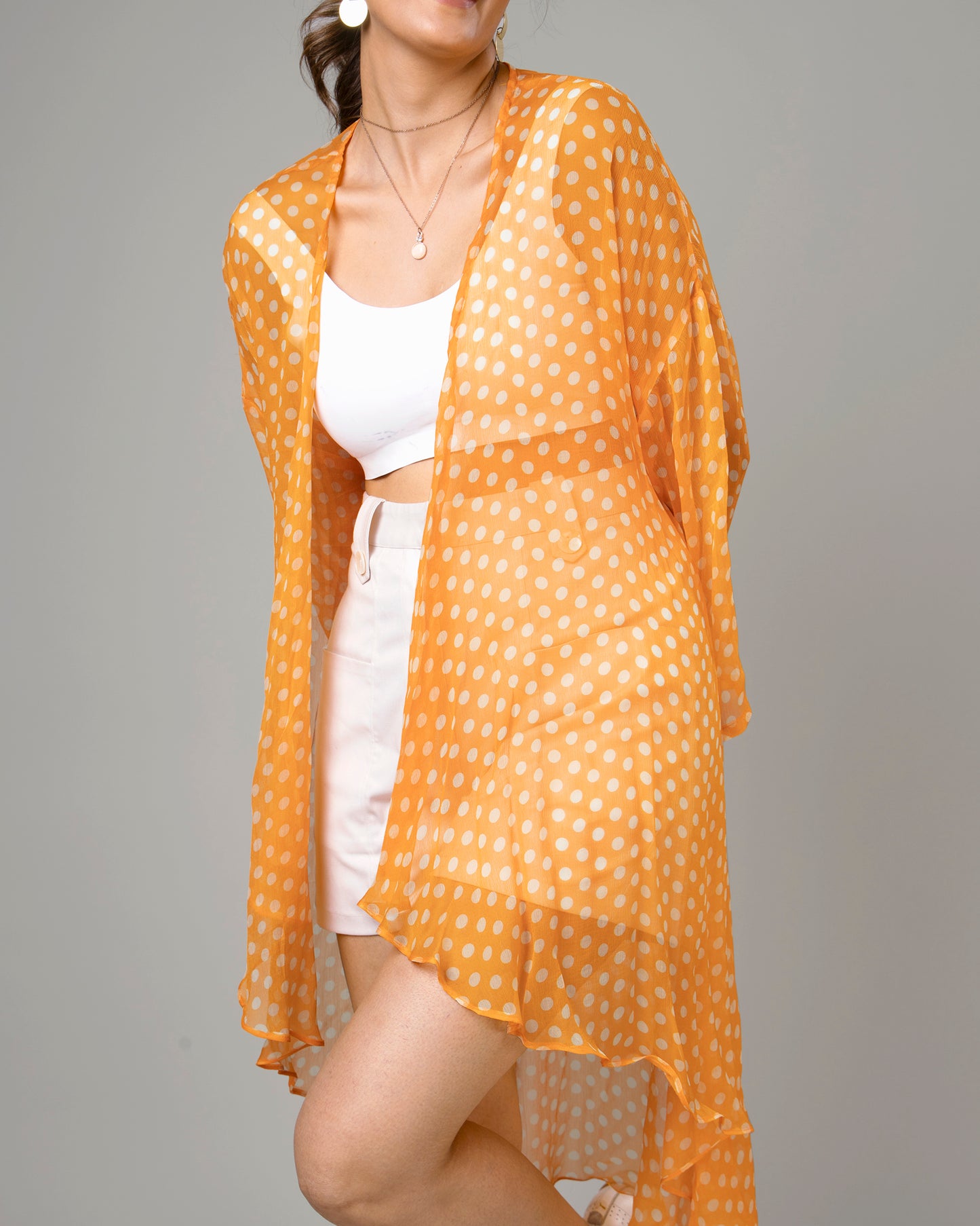 Polka Dots Waterfall Shrug For Women