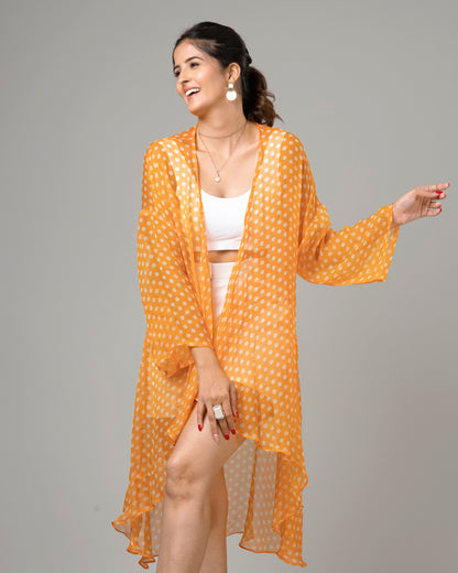 Polka Dots Waterfall Shrug For Women