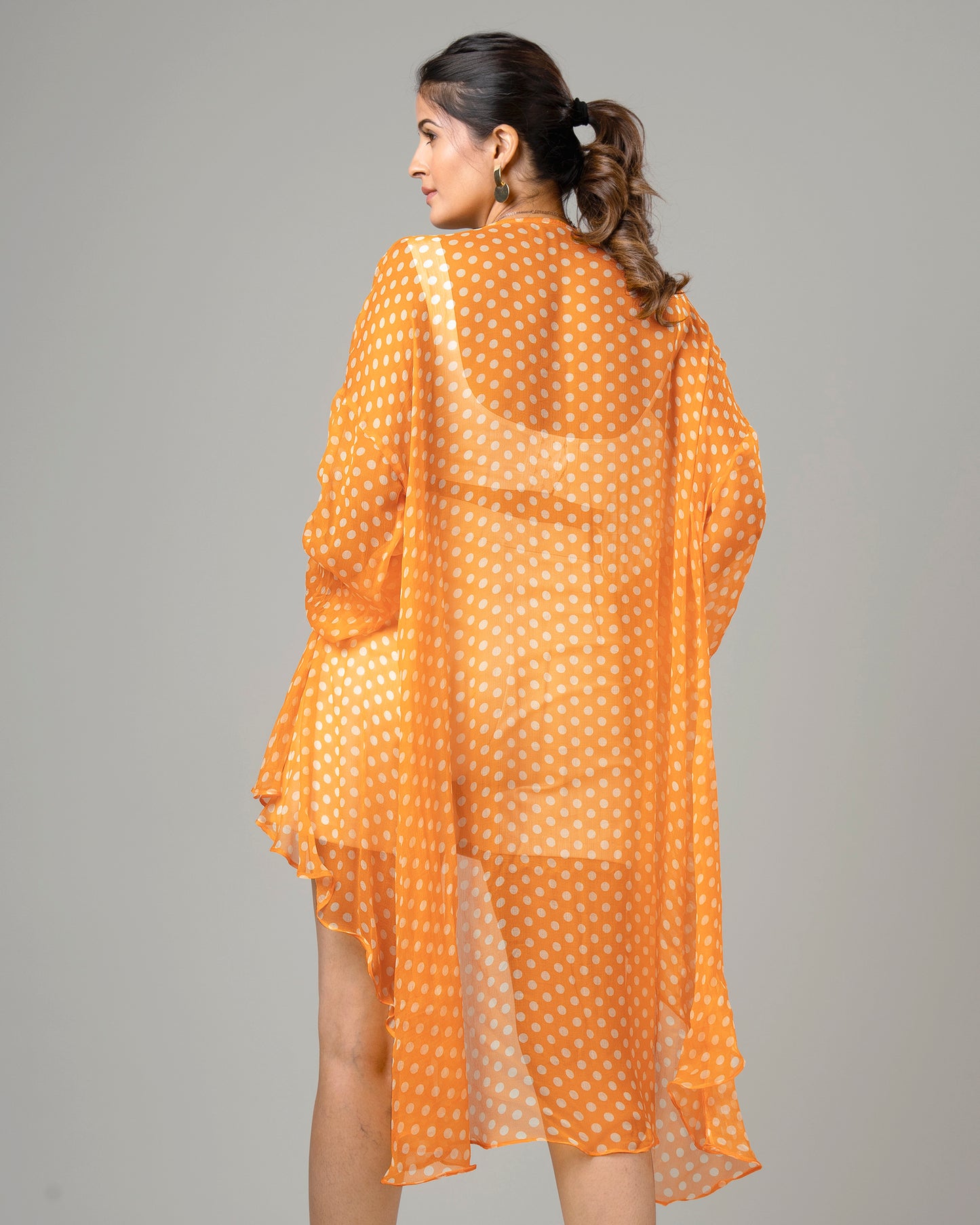 Polka Dots Waterfall Shrug For Women