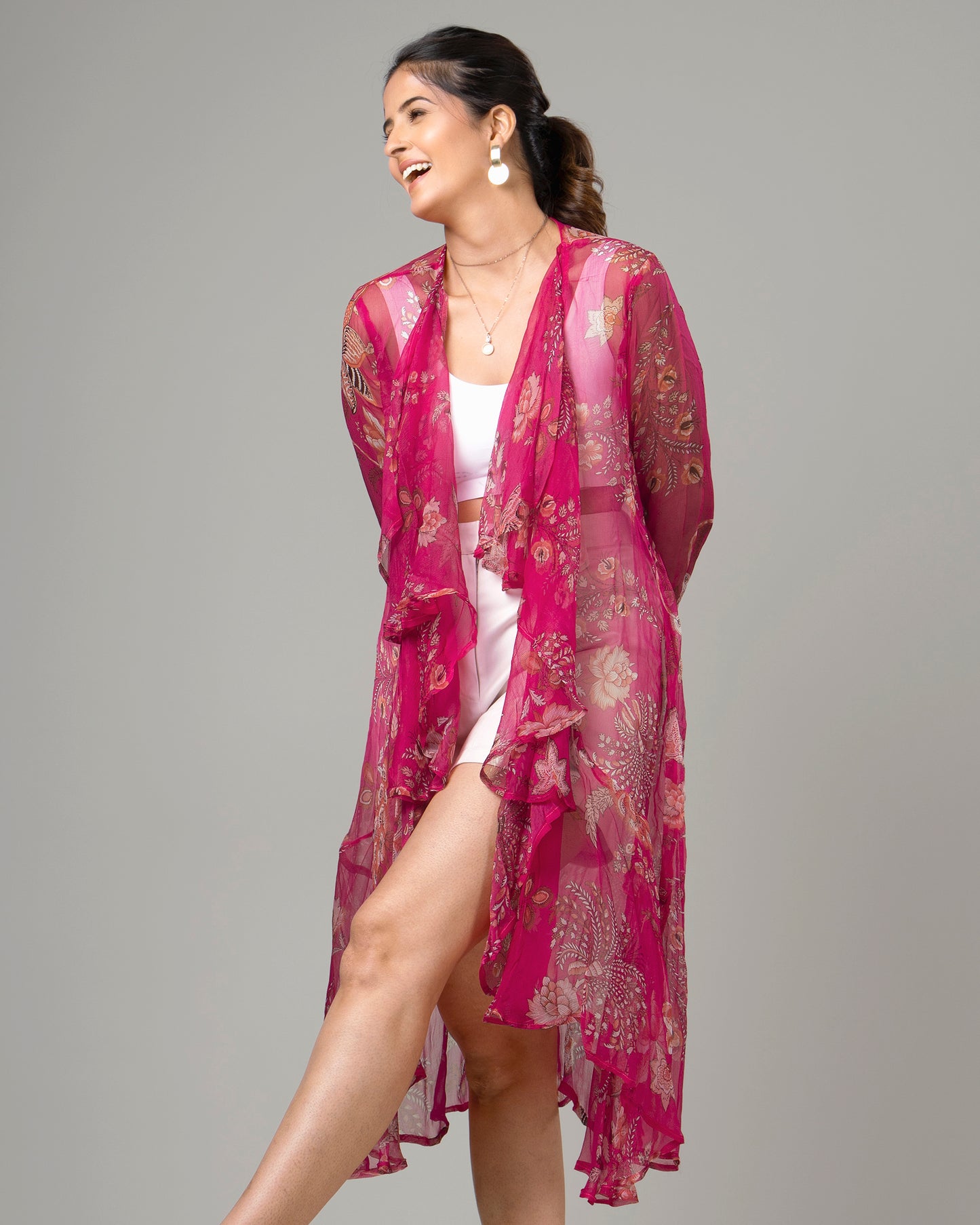 Floral Waterfall Shrug For Women – Fabcurate