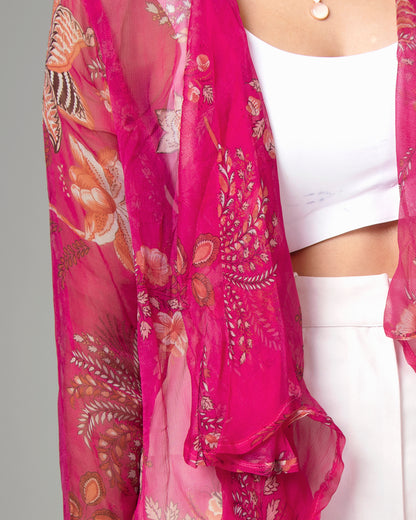 Floral Waterfall Shrug For Women