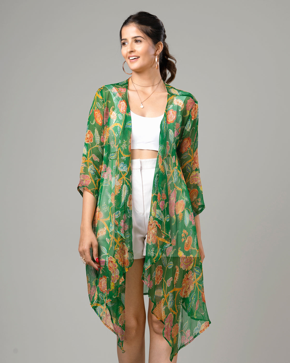 Vintage Floral Waterfall Shrug For Women