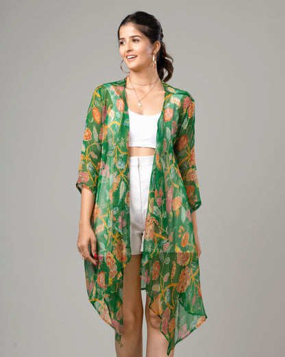 Vintage Floral Waterfall Shrug For Women