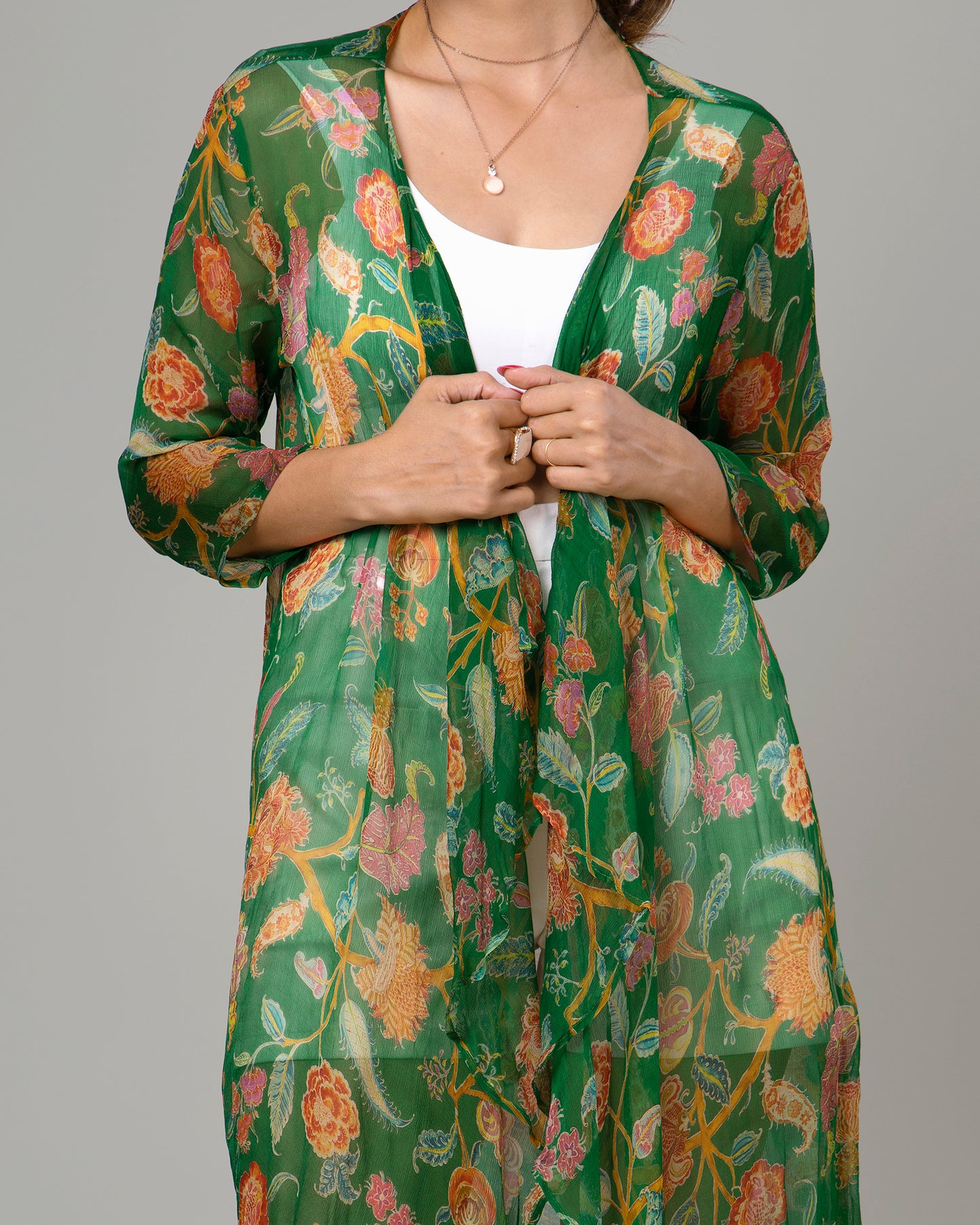 Vintage Floral Waterfall Shrug For Women