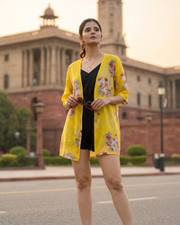 Floral Short Sleeve Mulmul Shrug For Women