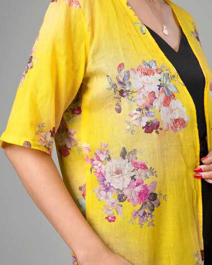 Floral Short Sleeve Mulmul Shrug For Women