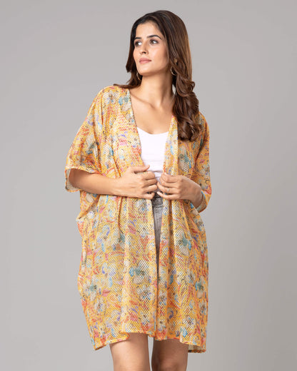 Blooming Floral Loose Fit Shrug For Woman
