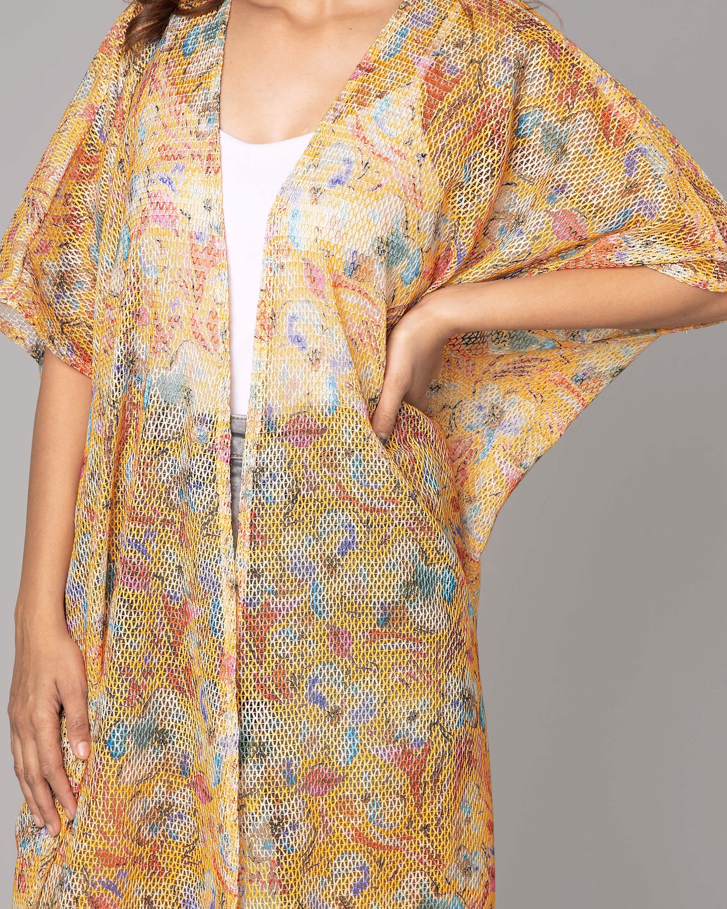 Blooming Floral Loose Fit Shrug For Woman