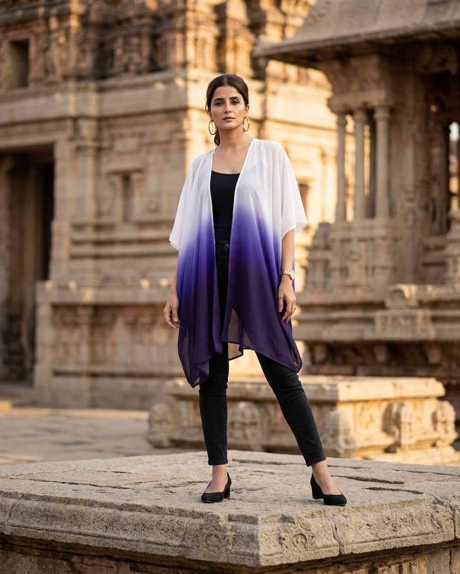 Ombre Loose Fit Shrug For Woman