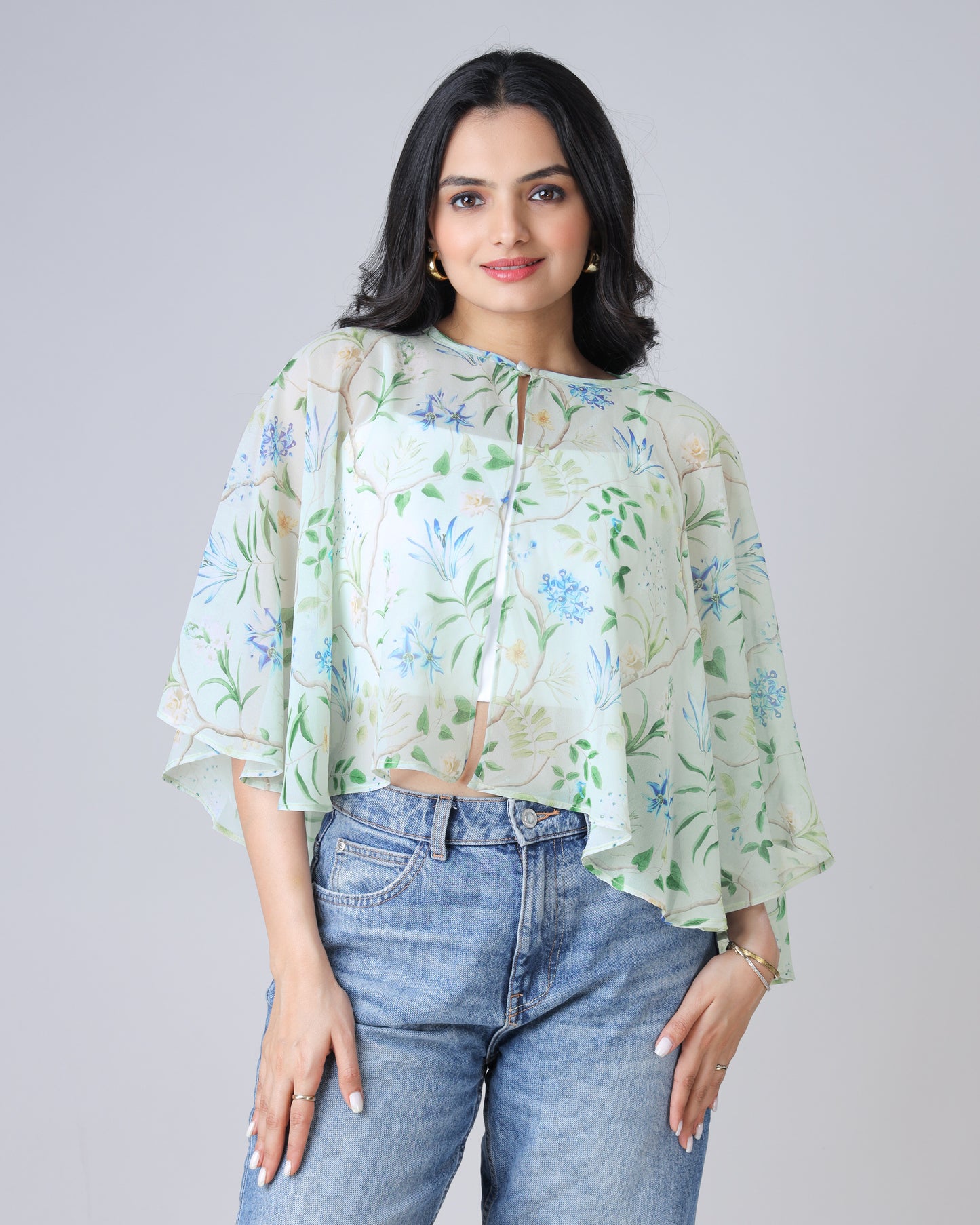 Vintage Rose Poncho Shrug for Women