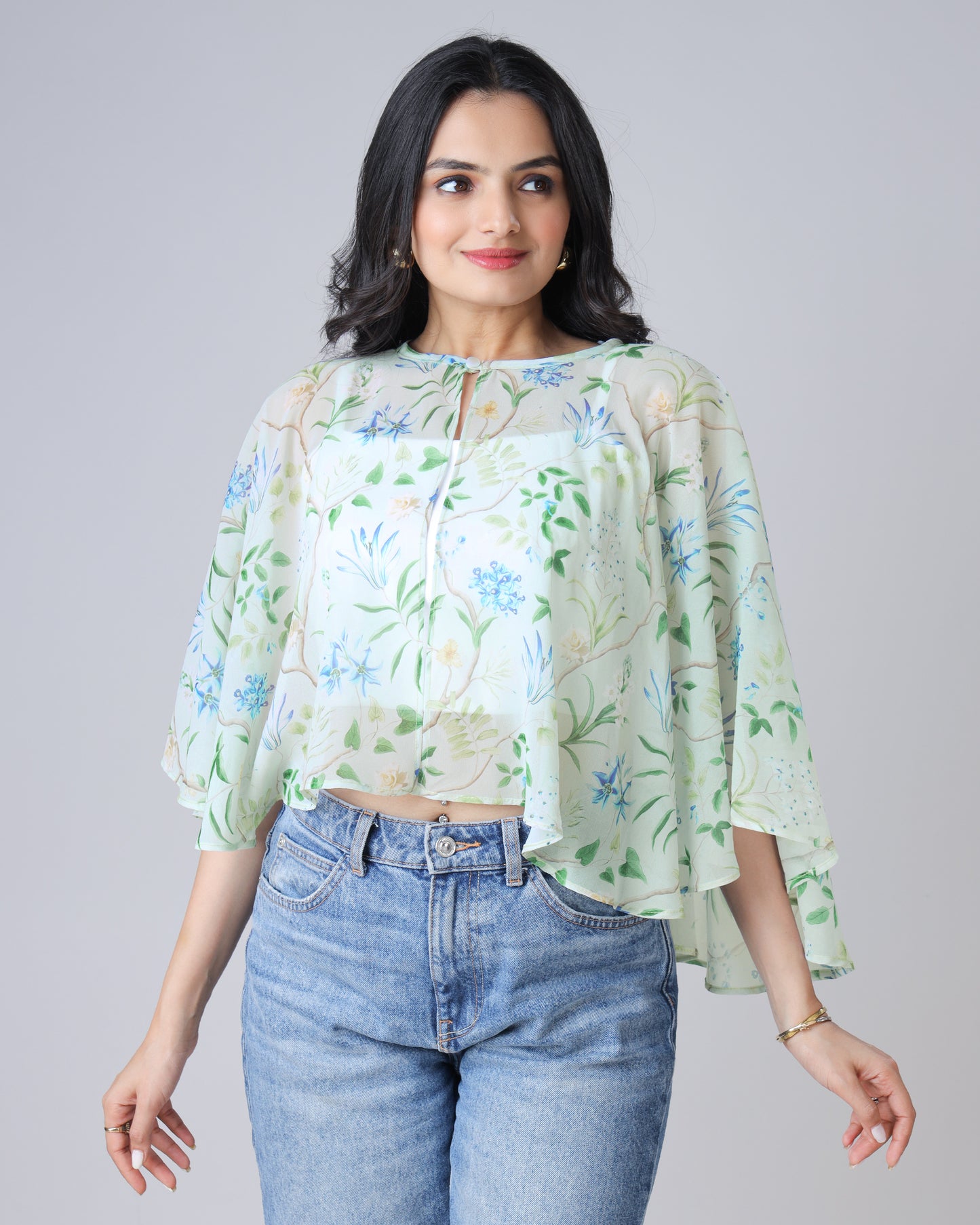 Vintage Rose Poncho Shrug for Women