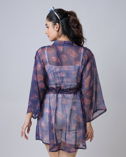 Winter Leaf Romentic Tie-Up Waist Shrug For Woman