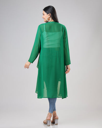 Classic Plain Green Waterfall Shrug For Woman