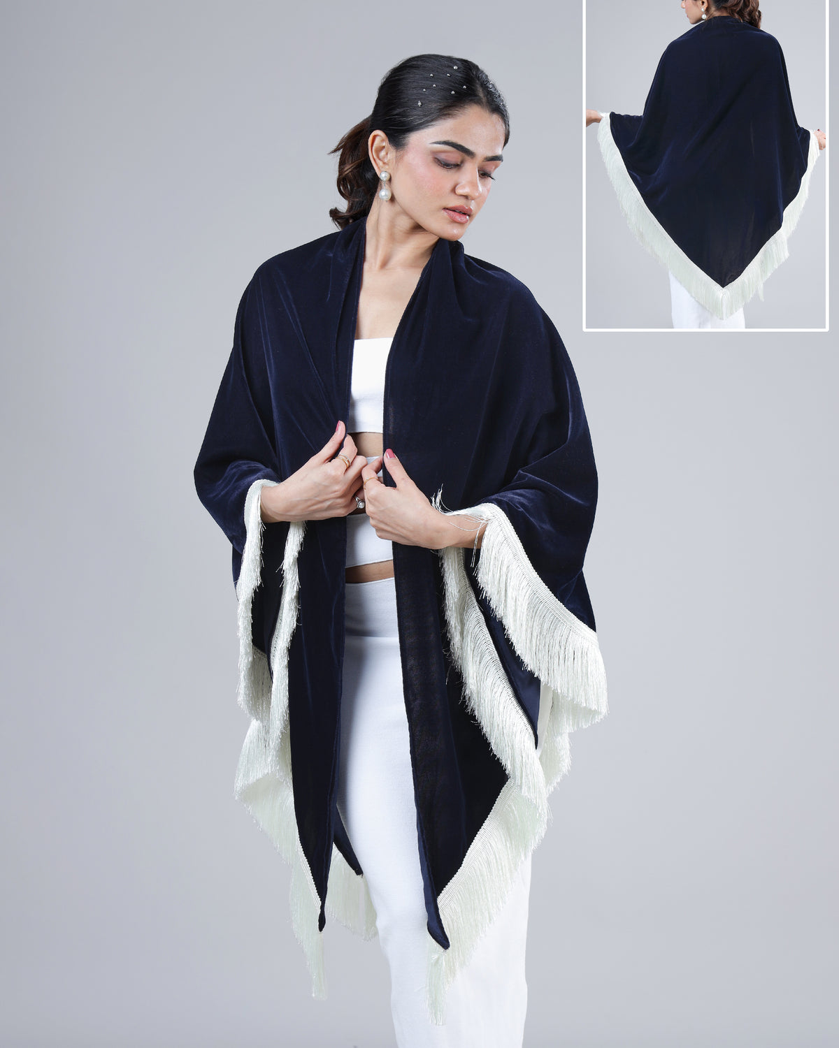 Xmas-to-NYE Attention Magnet - Velvet Fringe Styling Shawl That Pops