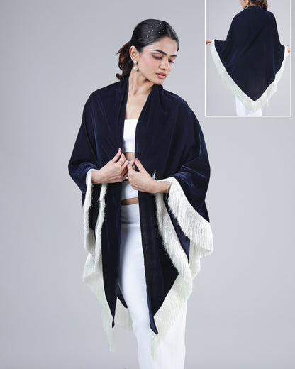 Xmas-to-NYE Attention Magnet - Velvet Fringe Styling Shawl That Pops