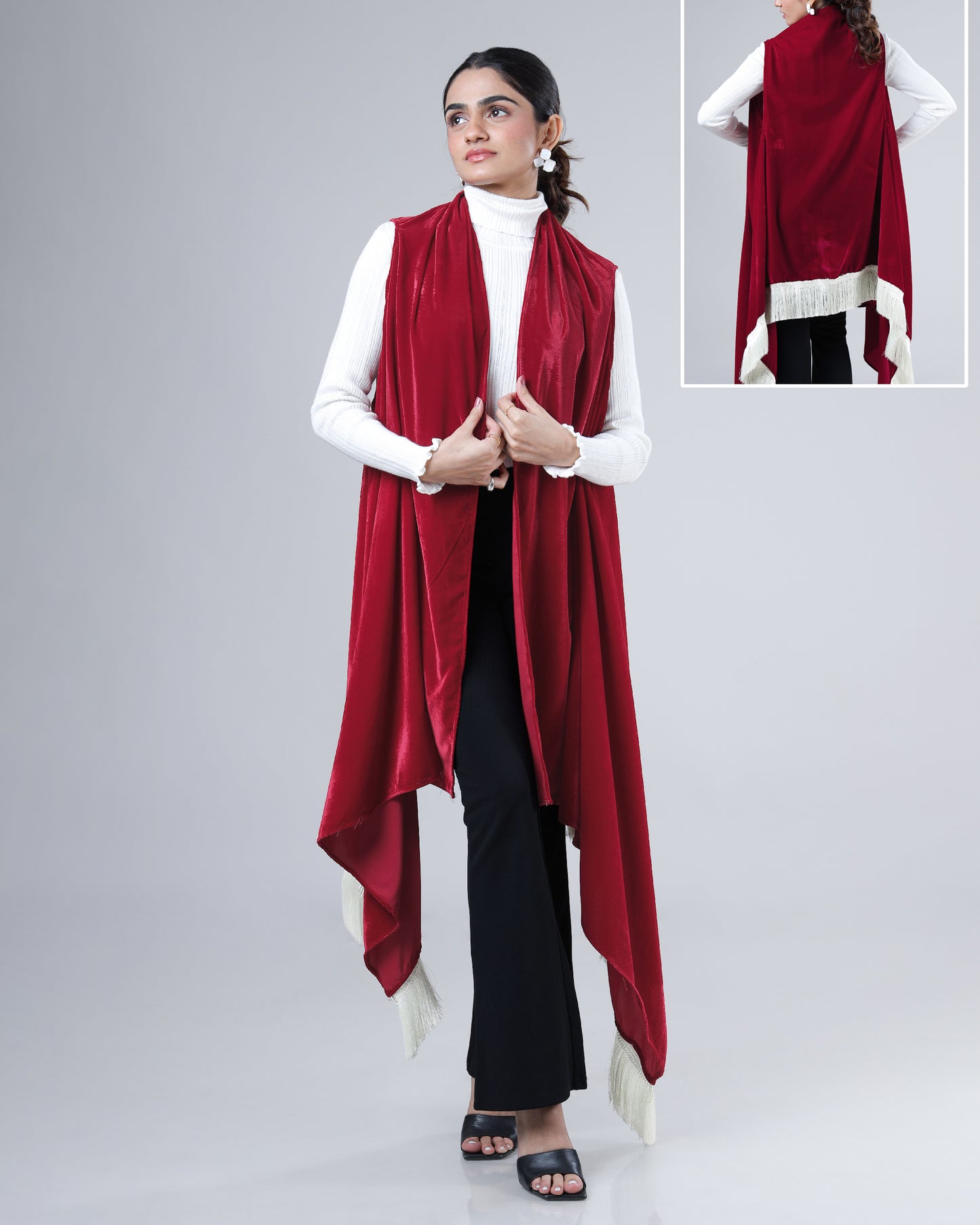 Red Velvet Xmas Glam Shrug – Winter Outing Luxe Reel Edition