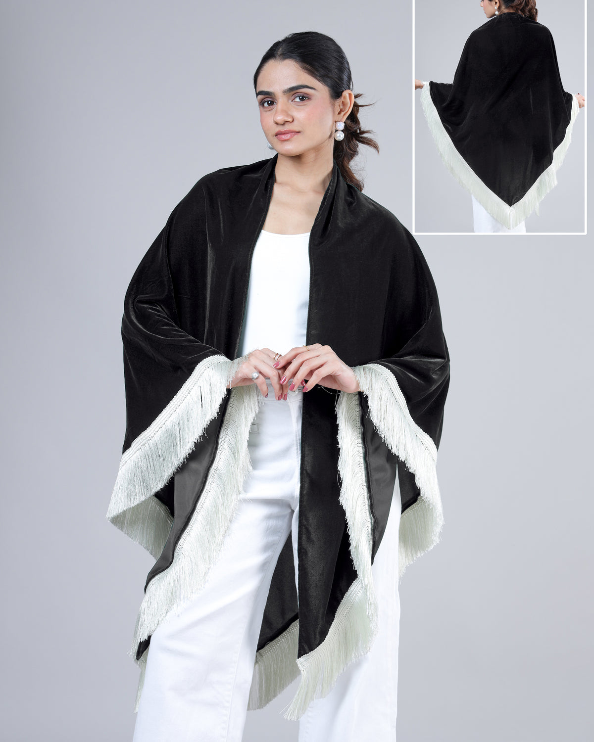 Neo-Minimal Velvet Shawl | Street-Chic Layering