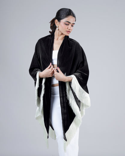 Neo-Minimal Velvet Shawl | Street-Chic Layering