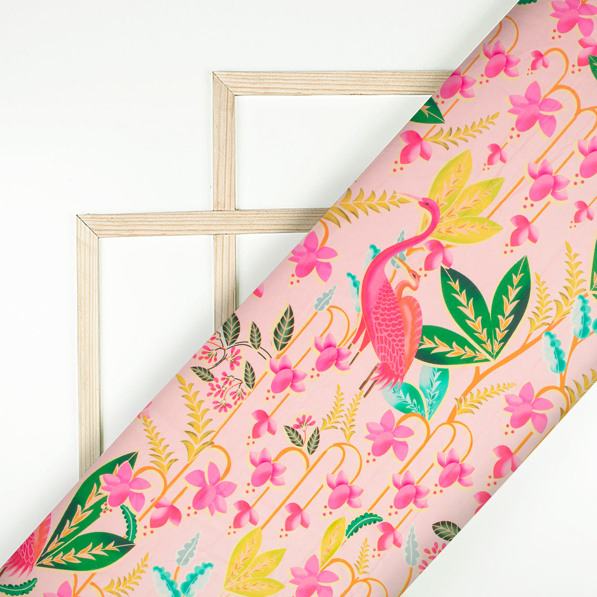 Vintage Pink Floral Digital Print Rayon Fabric