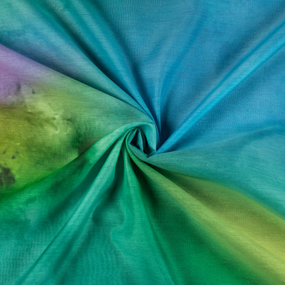 Purple Tye And Dye Digital Print Chanderi Fabric