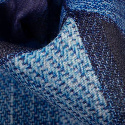 Indiigo Blue Abstract Digital Print Poly Glazed Cotton Fabric