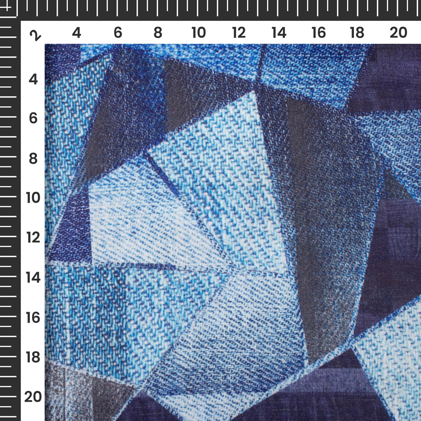 Indigo Blue Abstract Digital Print Poly Glazed Cotton Fabric