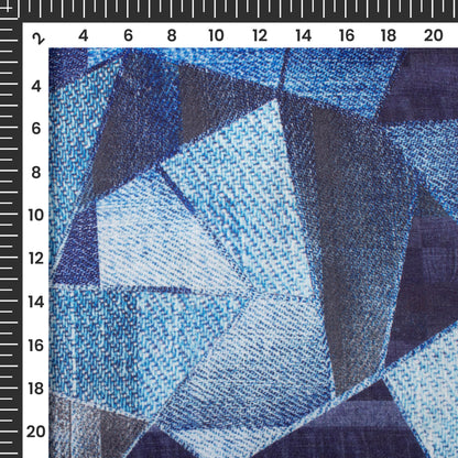Indiigo Blue Abstract Digital Print Poly Glazed Cotton Fabric