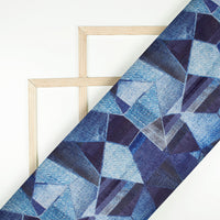 Indiigo Blue Abstract Digital Print Poly Glazed Cotton Fabric