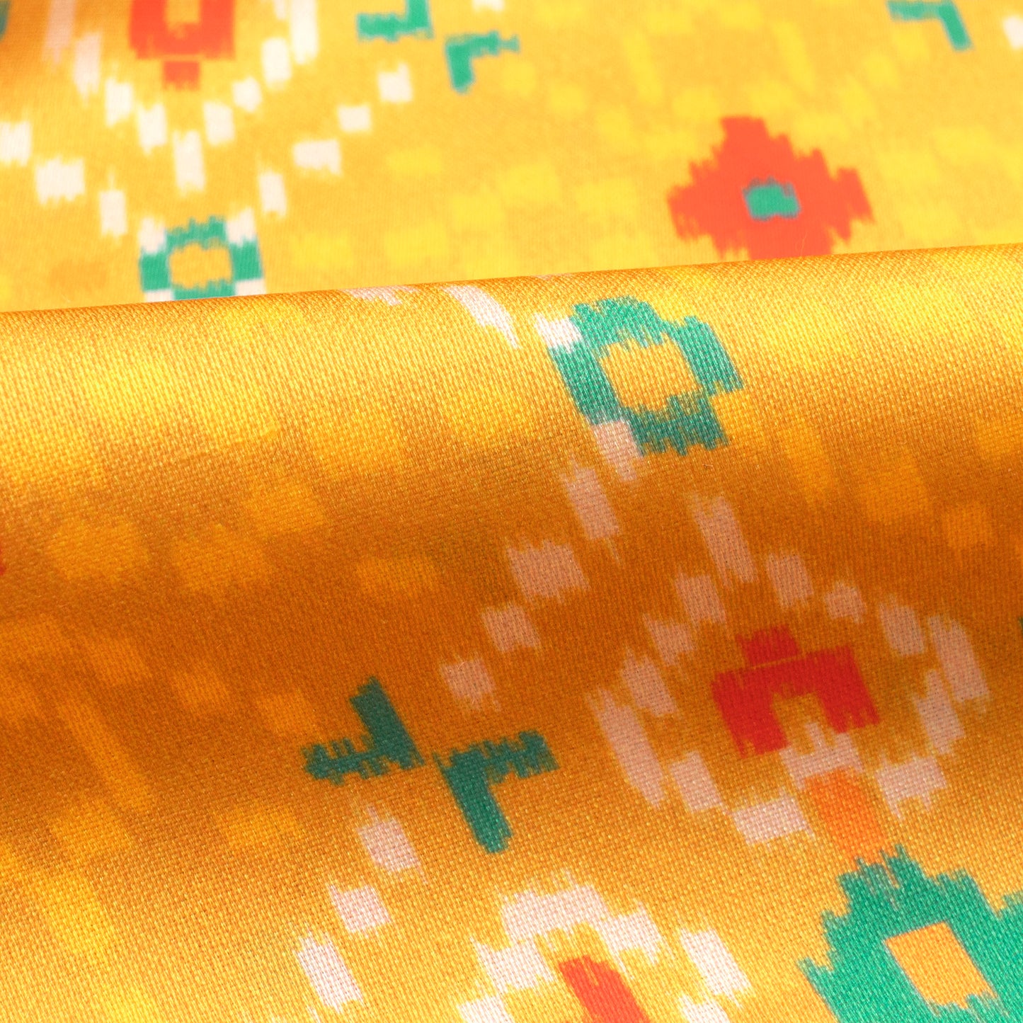 Butter Yellow Traditional Digital Print Modal Satin Fabric