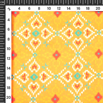 Butter Yellow Traditional Digital Print Modal Satin Fabric