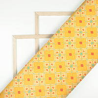 Butter Yellow Traditional Digital Print Modal Satin Fabric
