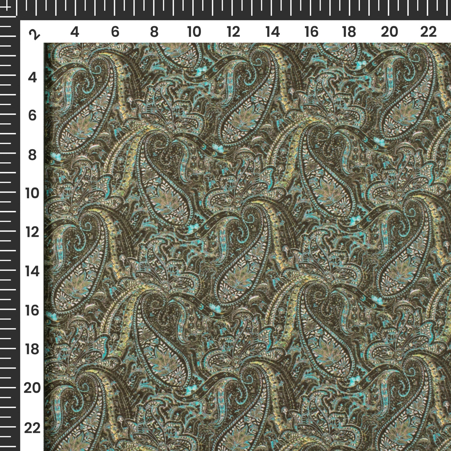 Bestselling Green Paisley Digital Print Poly Muslin Fabric (Width 58 Inches)