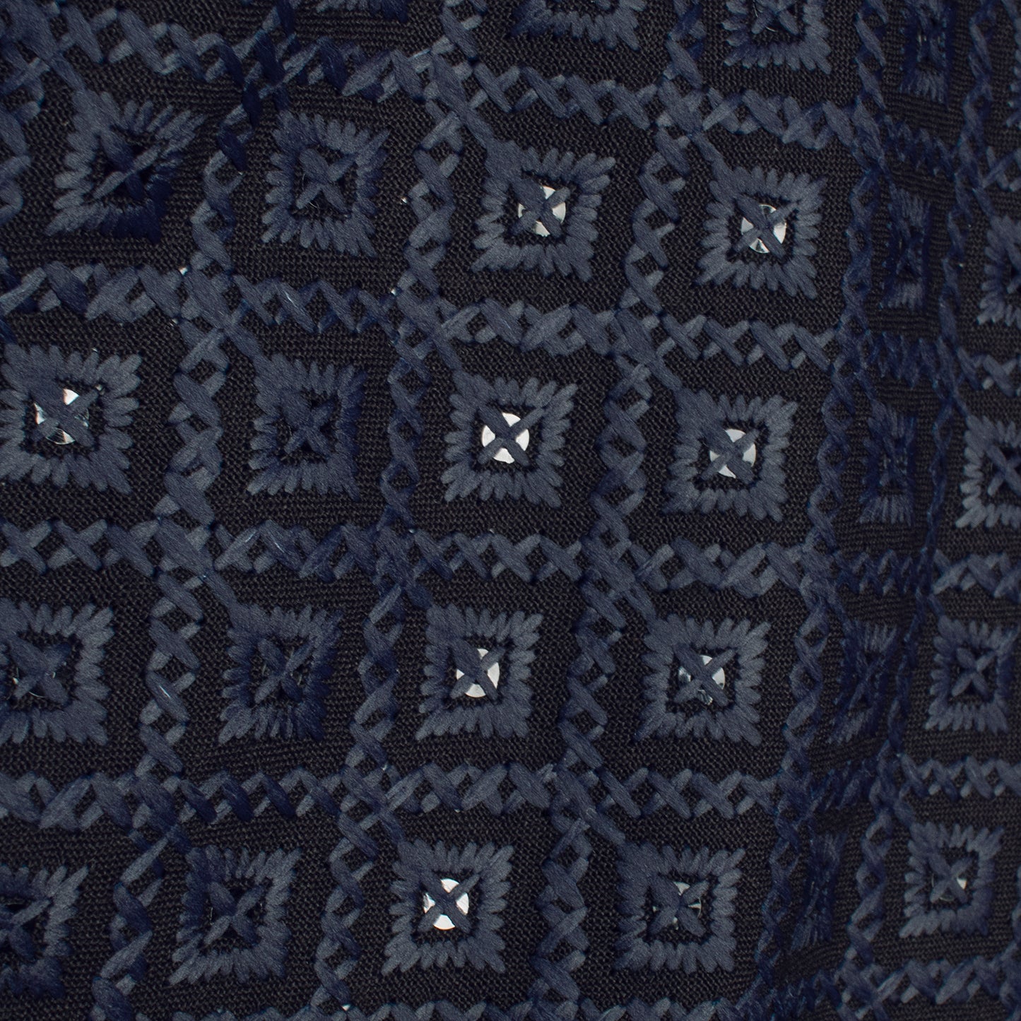 Arctic Blue Geometric Premium Embroidery Work Rayon Fabric