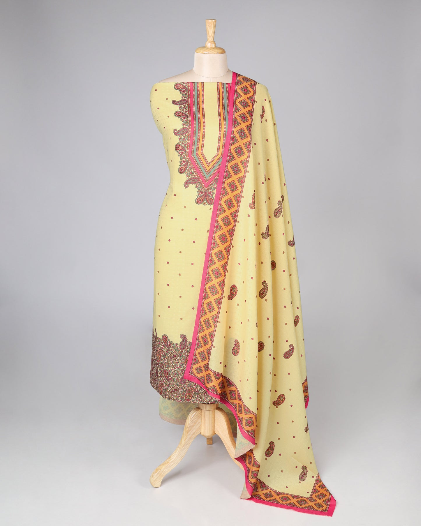 Exclusive 2 Piece Pashmina Unstiched Suit Set Feturing Kurta Dupatta