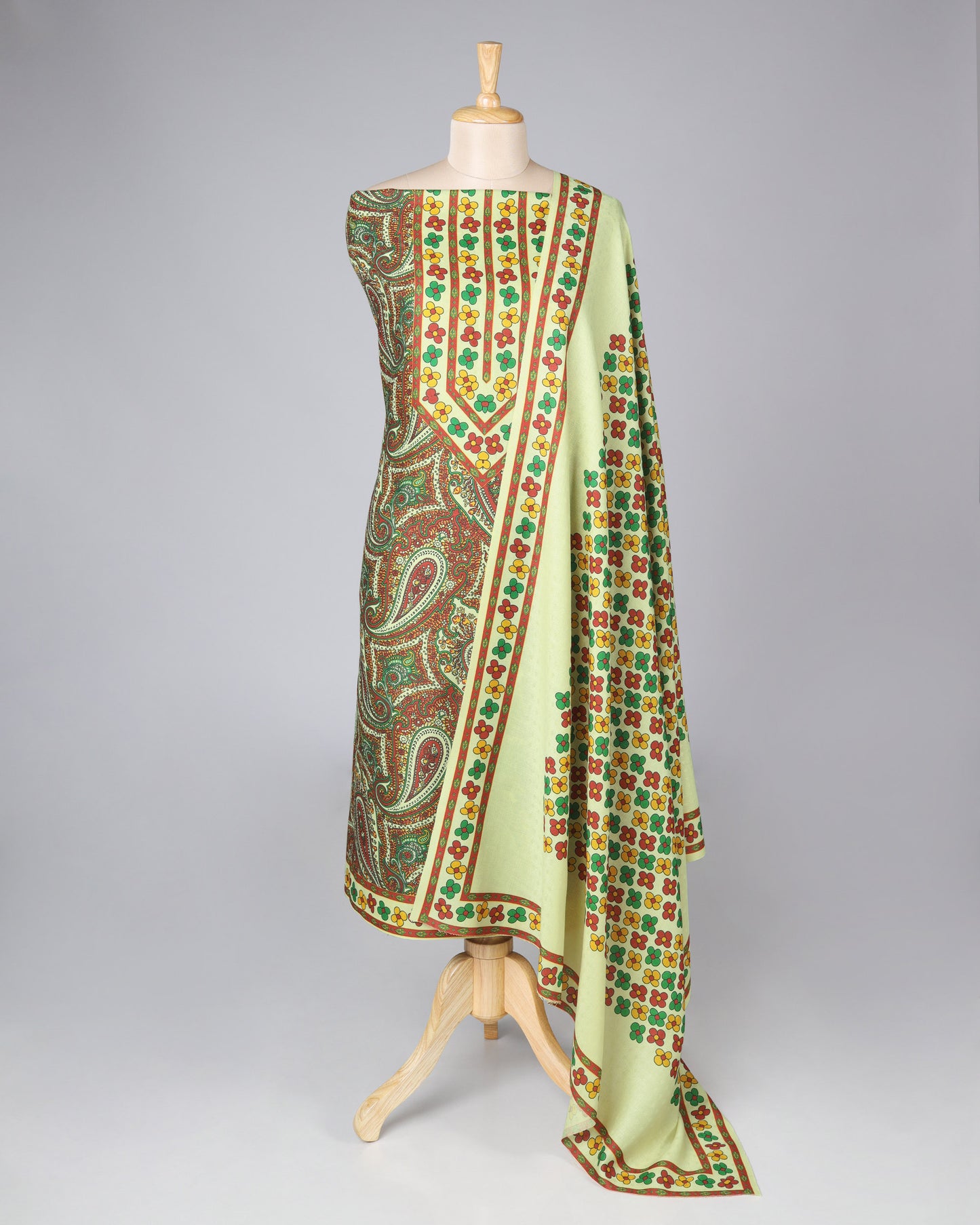 Exclusive 2 Piece Pashmina Unstiched Suit Set Feturing Kurta Dupatta