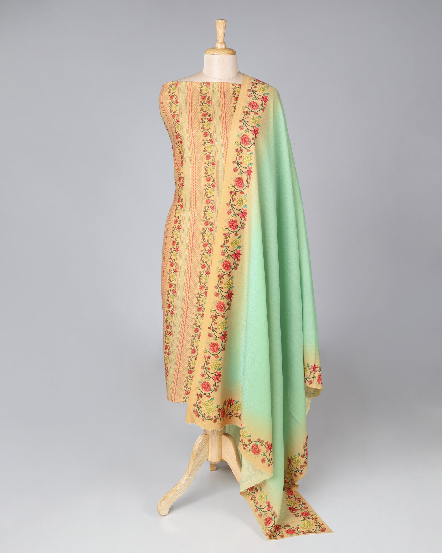 Exclusive 2 Piece Pashmina Unstiched Suit Set Feturing Kurta Dupatta