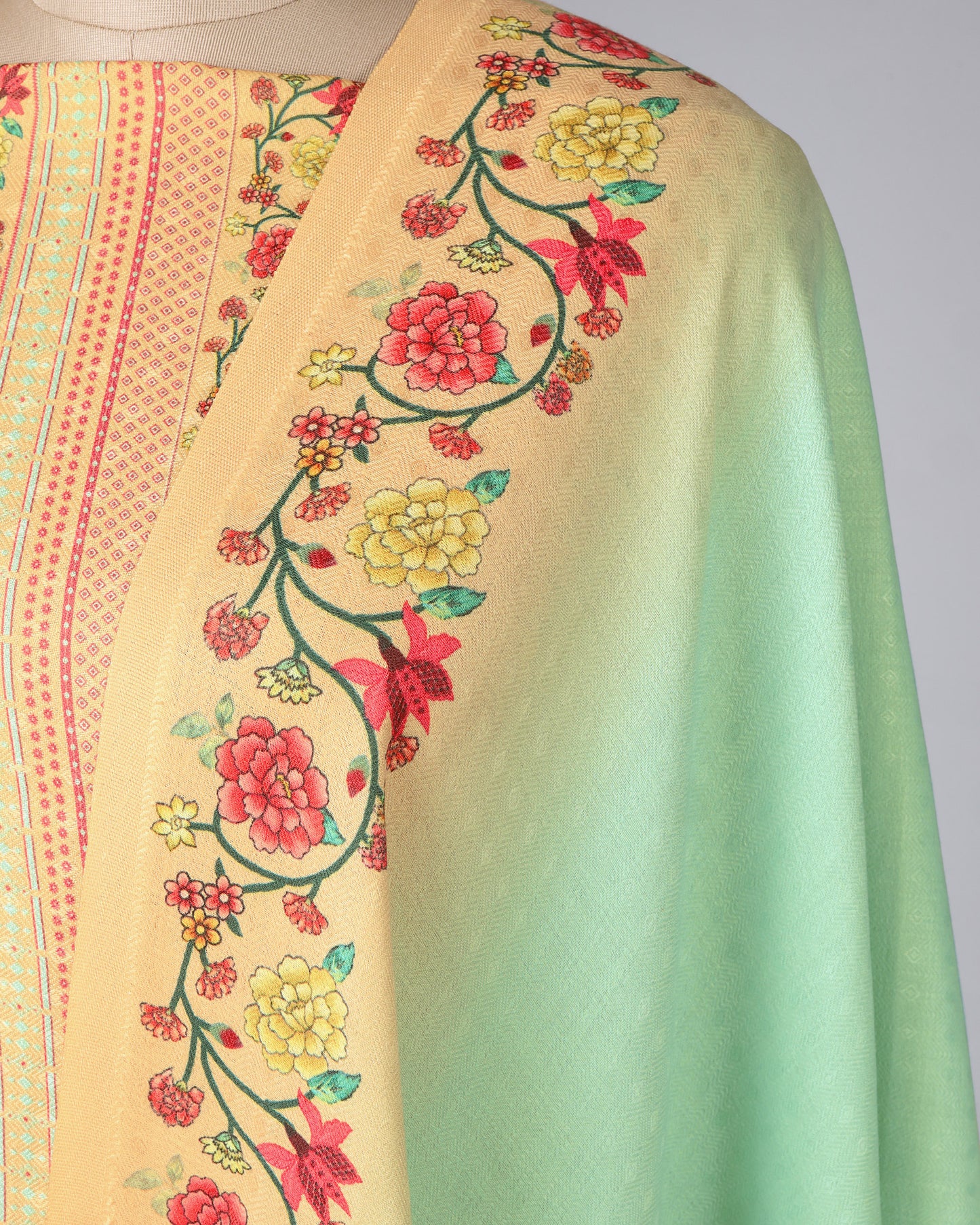 Exclusive 2 Piece Pashmina Unstiched Suit Set Feturing Kurta Dupatta