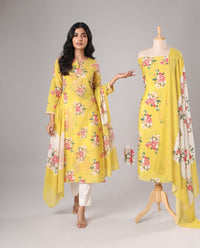 Exclusive 2 Piece Viscose Natural Crepe  Unstiched Suit Set Feturing Kurta Dupatta