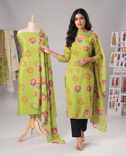 Exclusive 2 Piece Viscose Natural Crepe  Unstiched Suit Set Feturing Kurta Dupatta